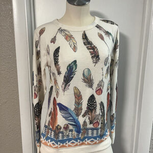NWT Women’s Small Sweater Feathers By Liberty Wear Western Style